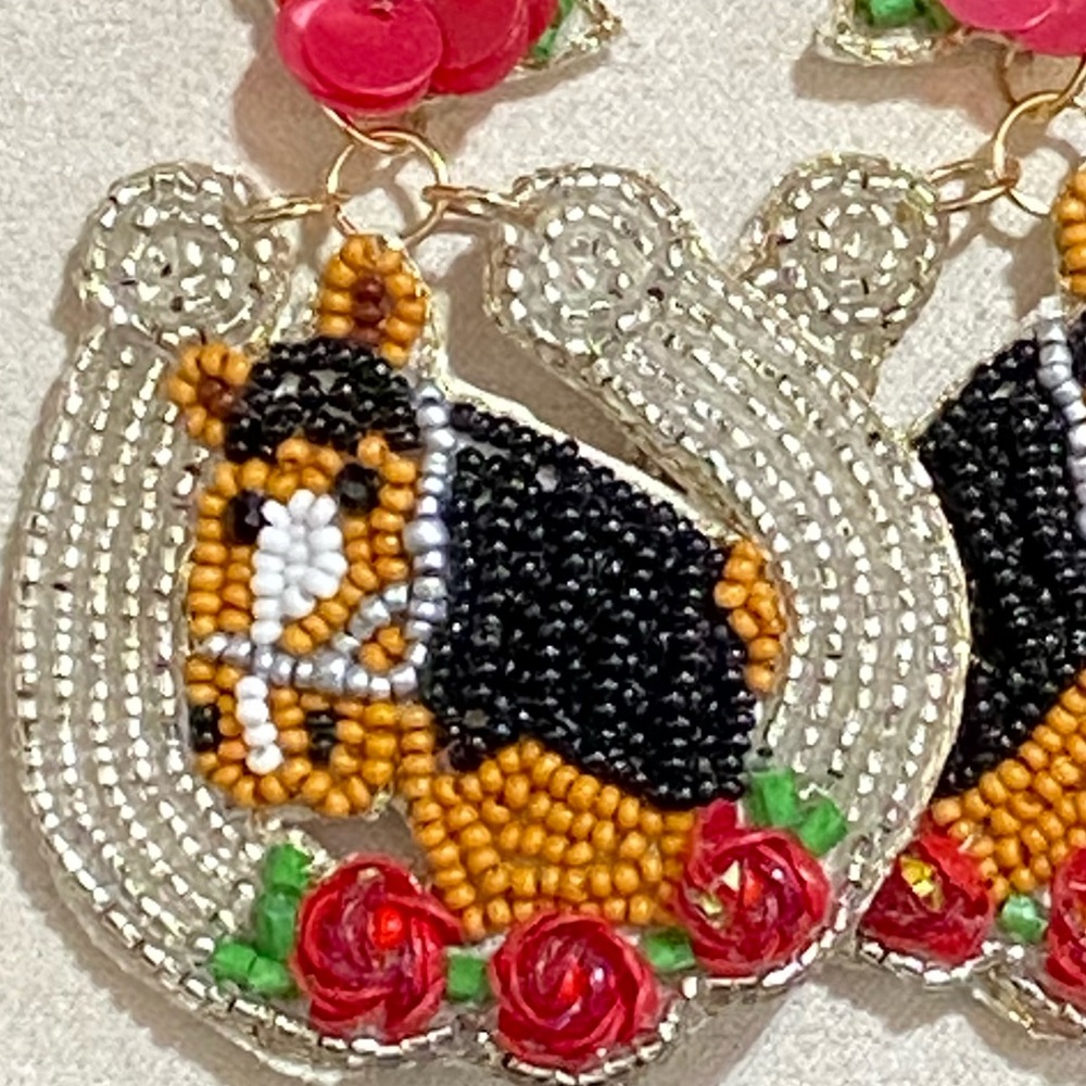🎉❤️Derby Days Silver Multicolor Beaded Horseshoe Earrings